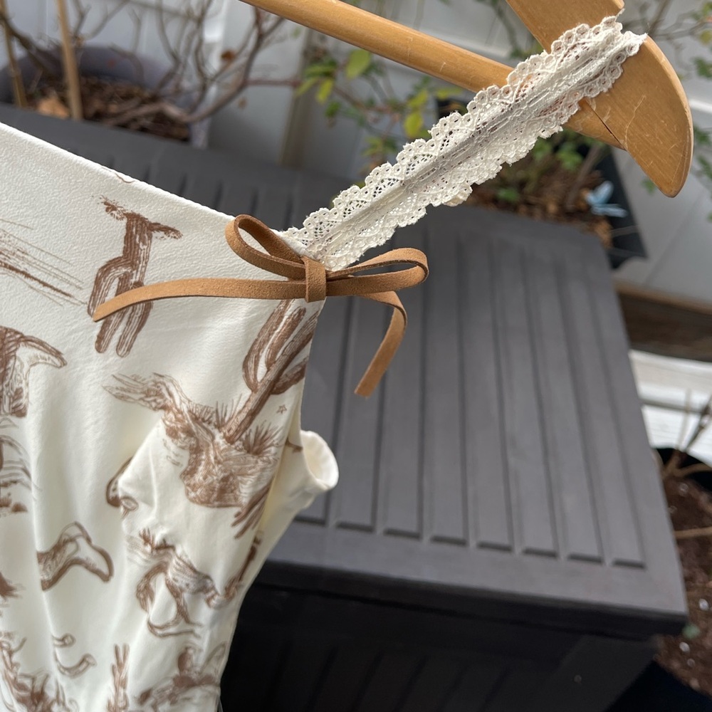Cream Maxi Dress with Brown Western Print - Picture 8 of 16